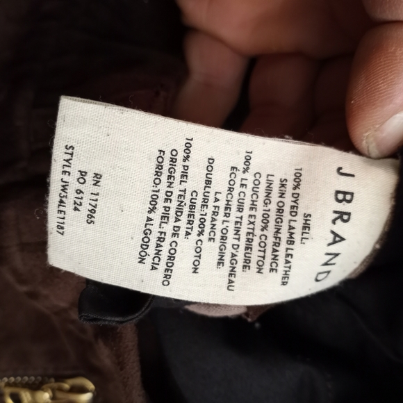 J BRAND Brown Lambskin Suede Pants w/Gold Zippers - Picture 3 of 5